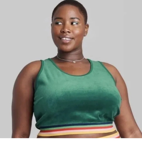 wild fable Tops - Green velour wild fable Womens cropped tank top plus size 4X new sleeveless